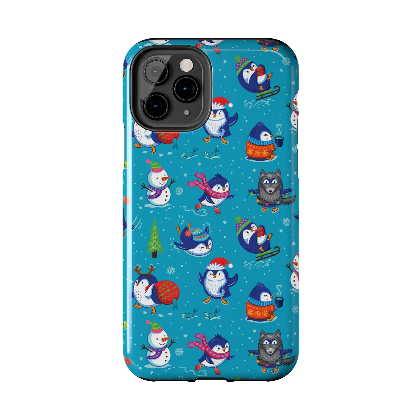 Whimsical Christmas Penguin & Snowman Tough Phone Cases