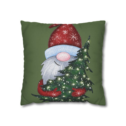 Christmas Gnome Spun Polyester Square Pillowcase (Cover Only)