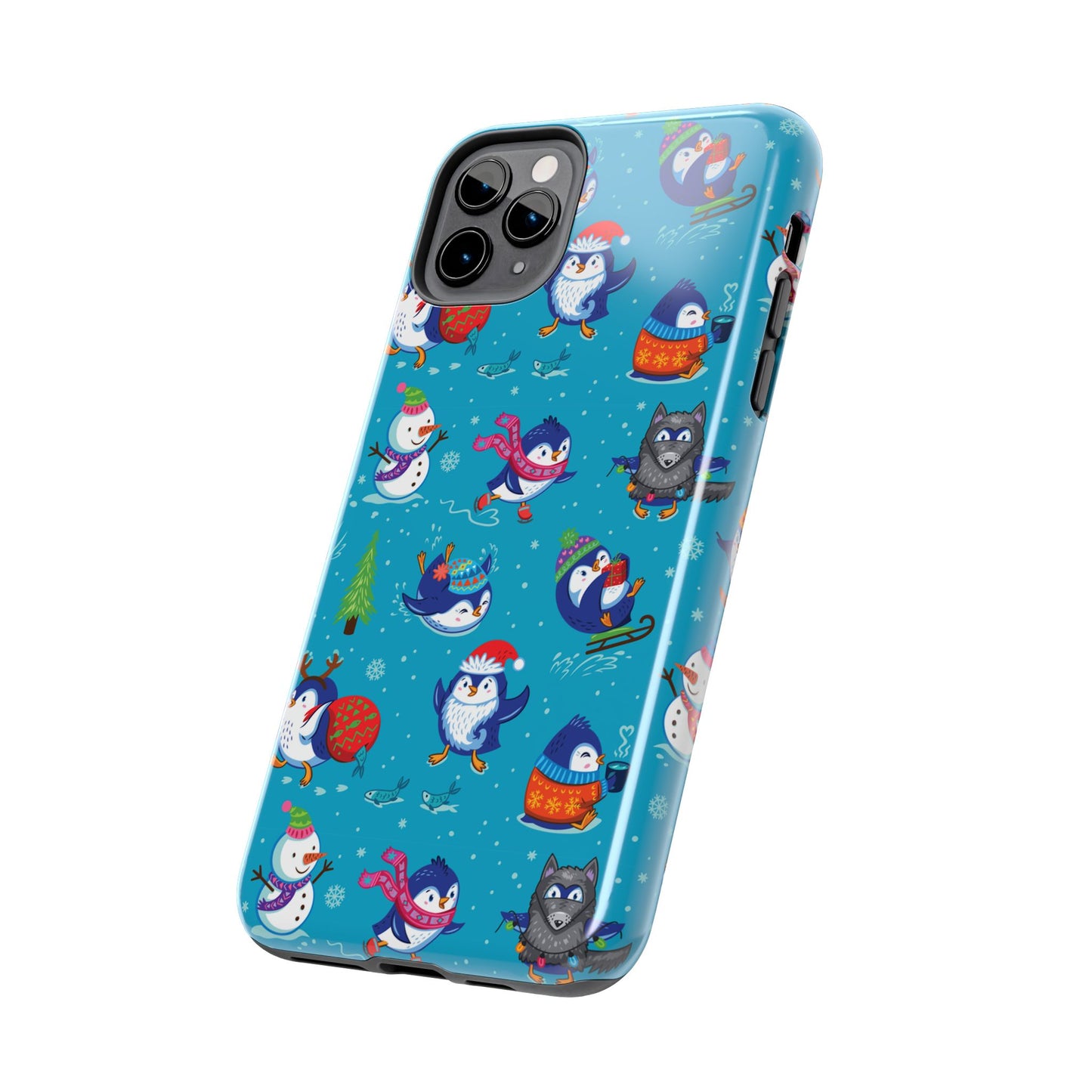 Whimsical Christmas Penguin & Snowman Tough Phone Cases