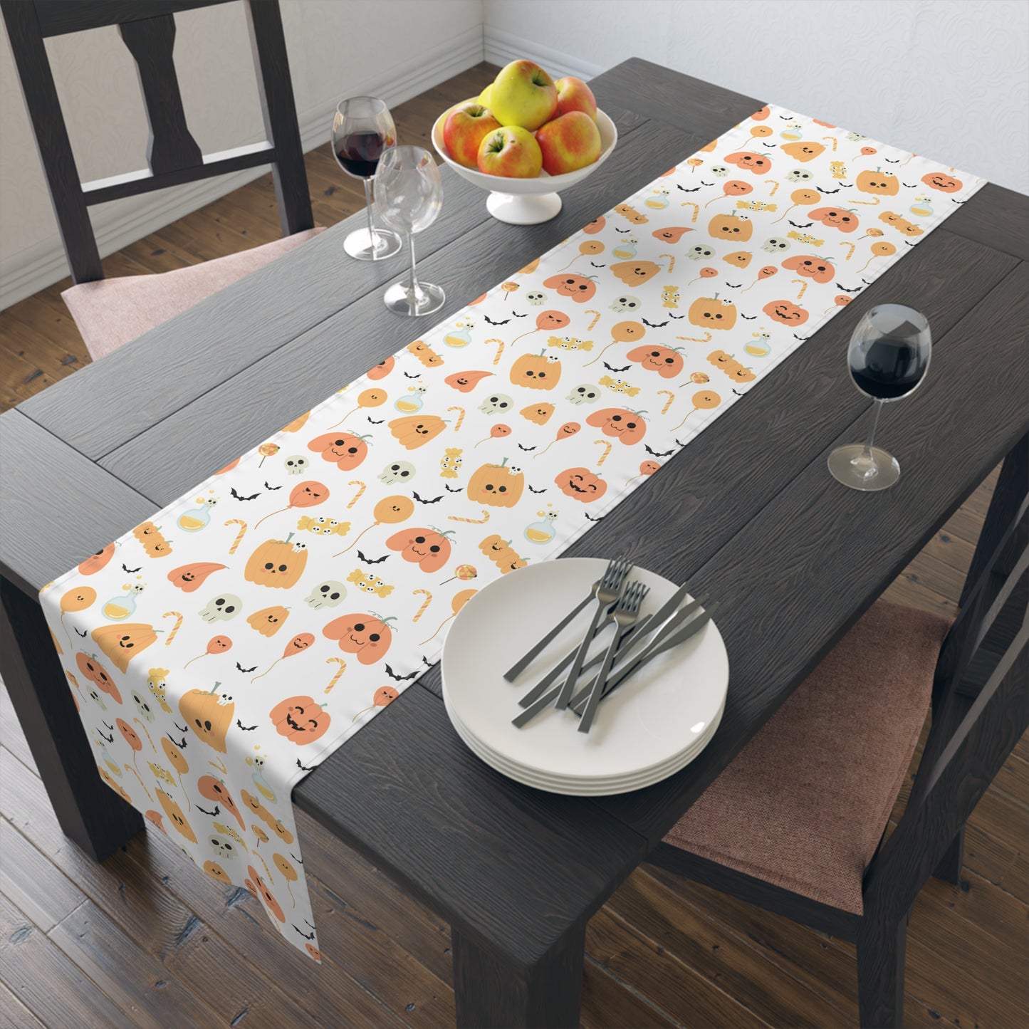 Whimsical Halloween Pumpkins Table Runner 16" X 72"