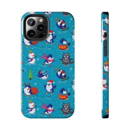 Whimsical Christmas Penguin & Snowman Tough Phone Cases