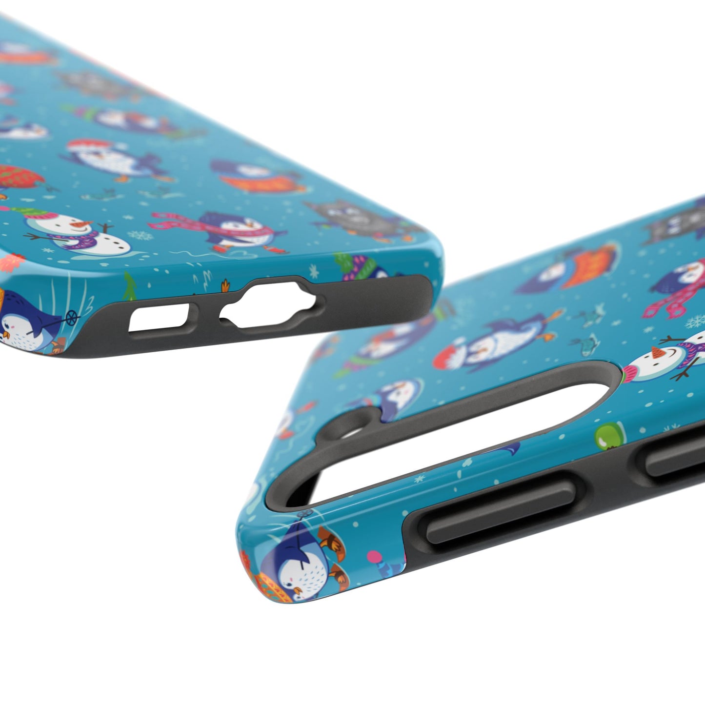 Whimsical Christmas Penguin & Snowman Tough Phone Cases