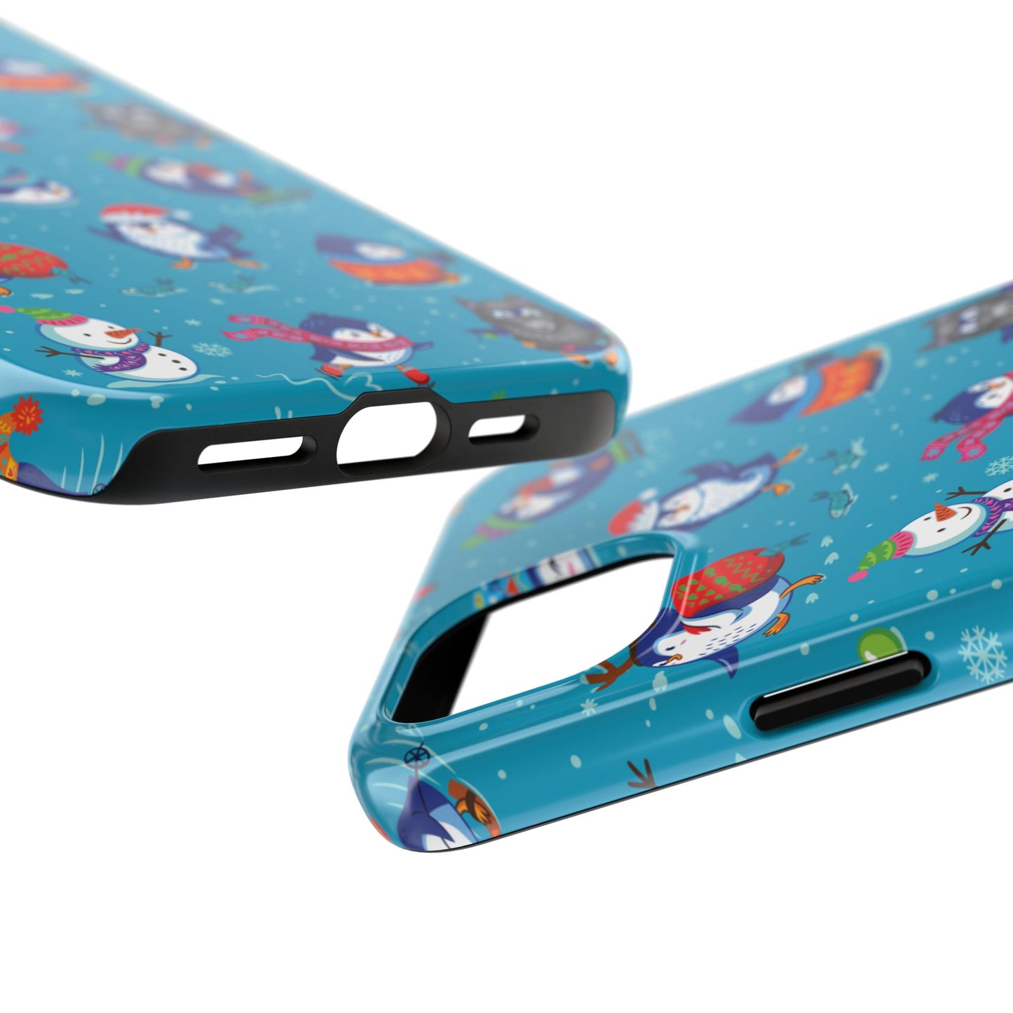 Whimsical Christmas Penguin & Snowman Tough Phone Cases