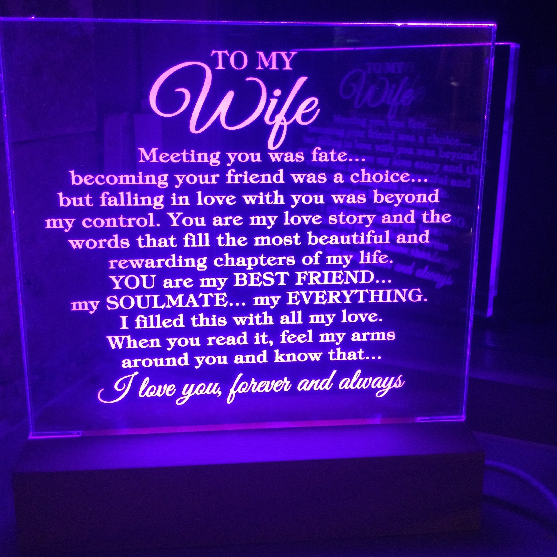 To My Wife - Love - Acrylic Plaque – The Needed Necklace