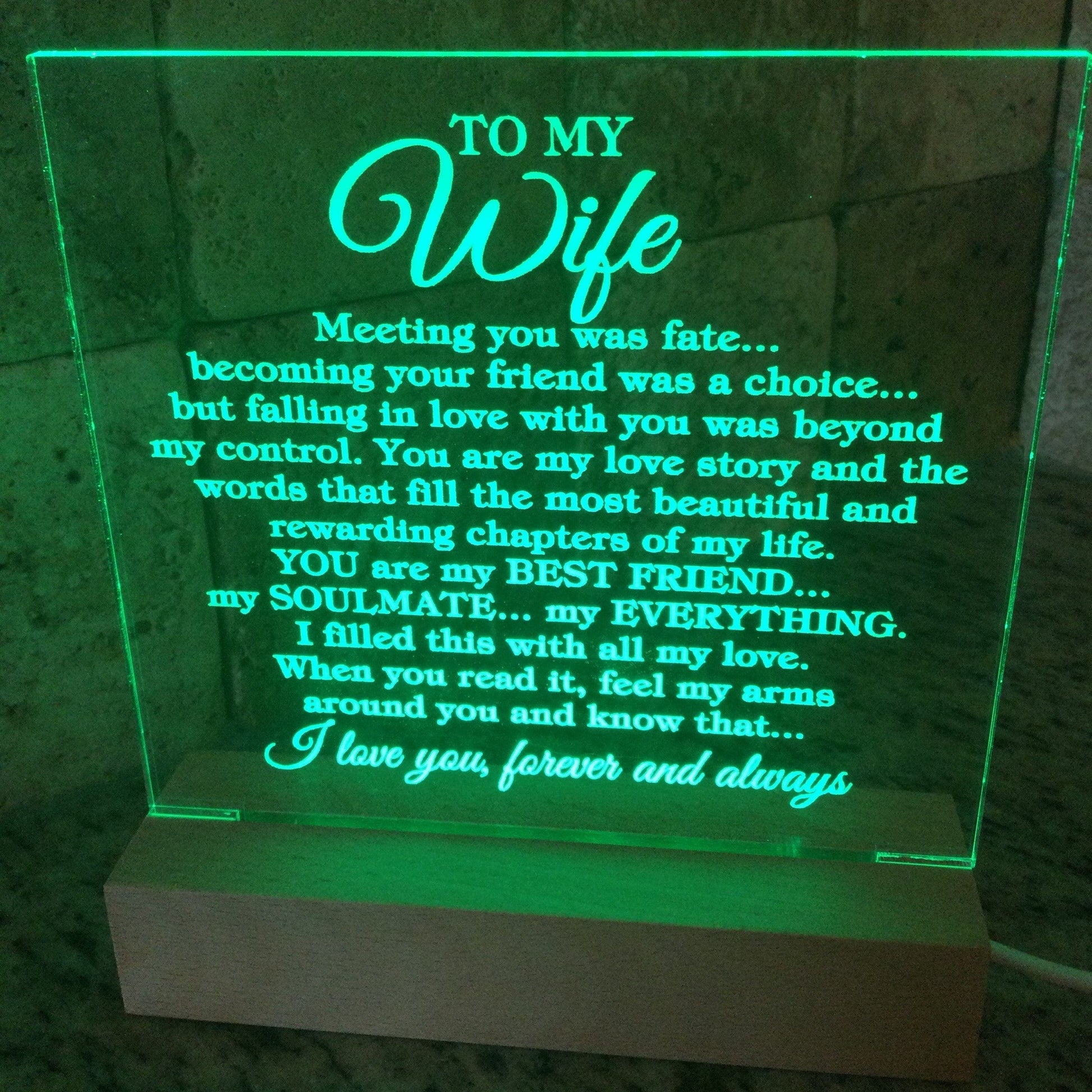 To My Wife - Love - Acrylic Plaque – The Needed Necklace