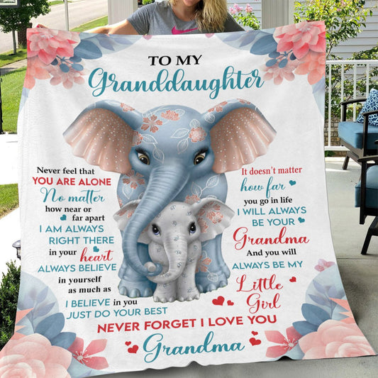 To My Granddaughter From Grandma "No matter how far apart" Velveteen Plush Blanket