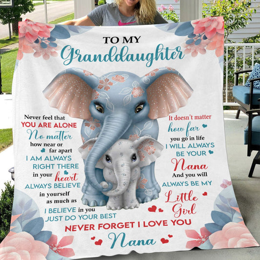 To My Granddaughter From Nana "No matter how far apart" Velveteen Plush Blanket