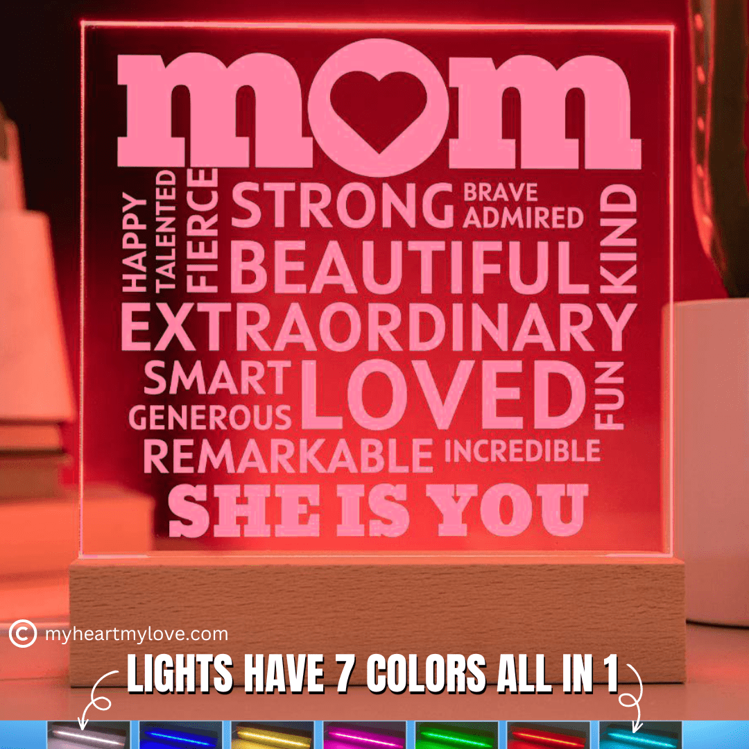 [Best Seller] MOM "She Is You" Acrylic Plaque With Lighted Base