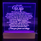 To My Wife "Meeting you was..." Acrylic Plaque With Lighted Wooden Base