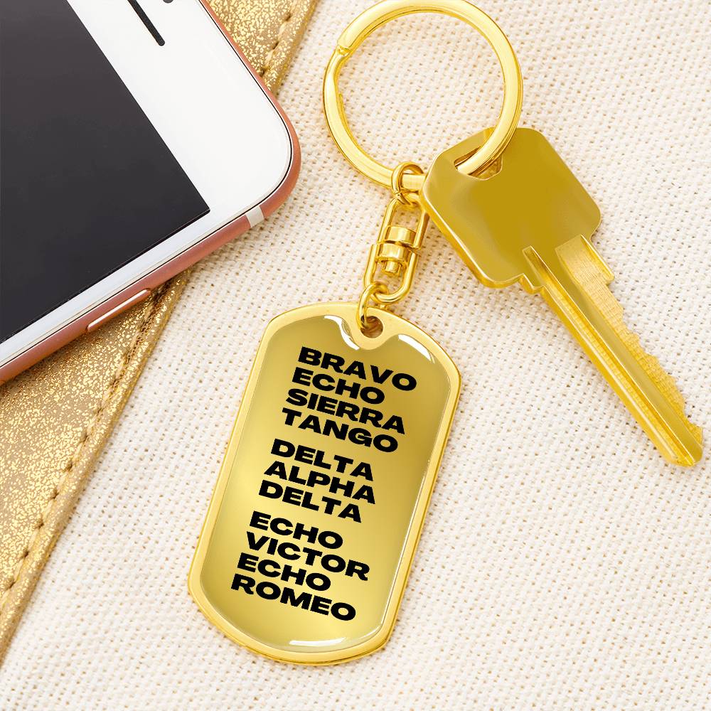 Best Dad Ever in Military Code Keychain