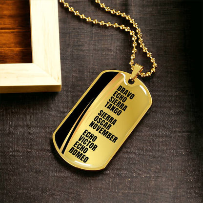 Best Son Ever in Military Code Dog Tag & Chain 18K Gold Finish