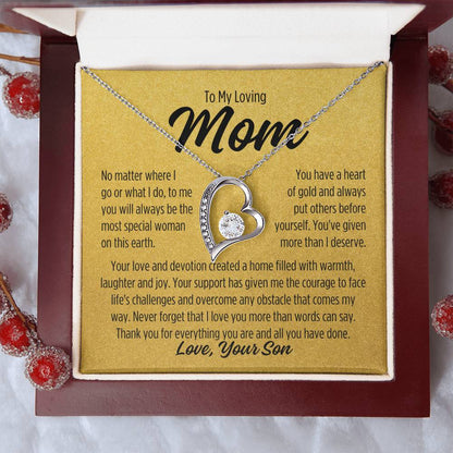 To My Loving Mom From Son "No matter.." Forever Love Necklace