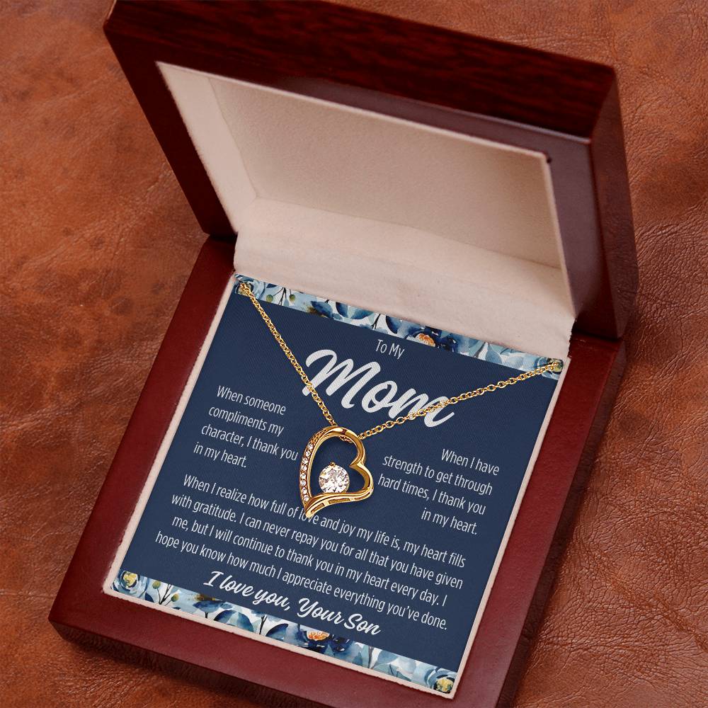 To My Mom From Son "I thank you.." Forever Love Necklace