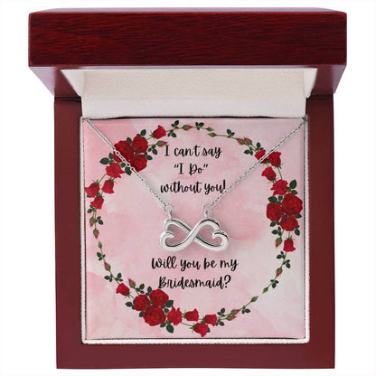 Bridesmaid Proposal Red Roses Love Infinity Necklace