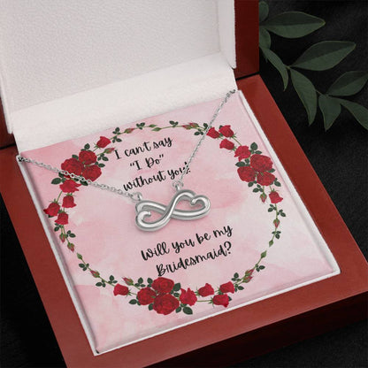 Bridesmaid Proposal Red Roses Love Infinity Necklace