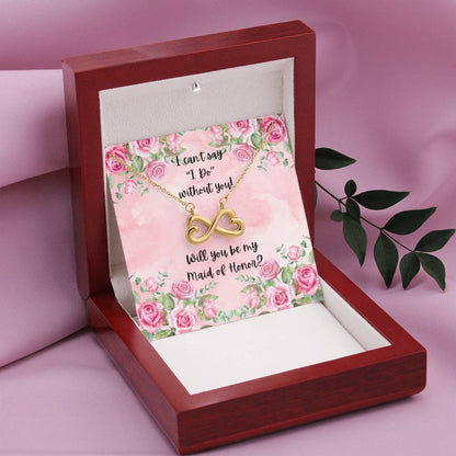 Maid of Honor Proposal Pink Watercolor Love Infinity Necklace