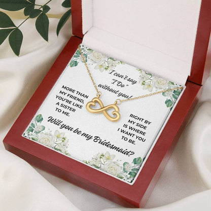 "More than my friend..." Bridesmaid Proposal White Roses Love Infinity Necklace