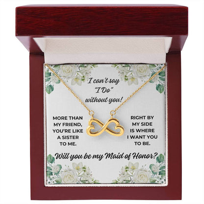 "More than my friend..." Maid of Honor Proposal White Roses Love Infinity Necklace