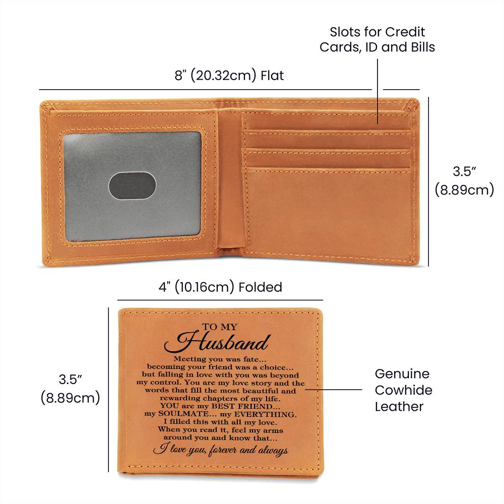 To My Husband "Meeting you was..." Genuine Premium Leather Wallet
