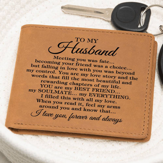 To My Husband "Meeting you was..." Genuine Premium Leather Wallet
