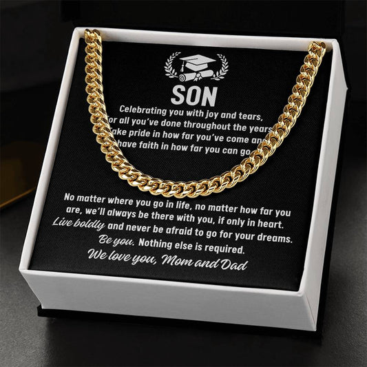 Son Graduation Gift from Mom and Dad, Cubin Link Chain