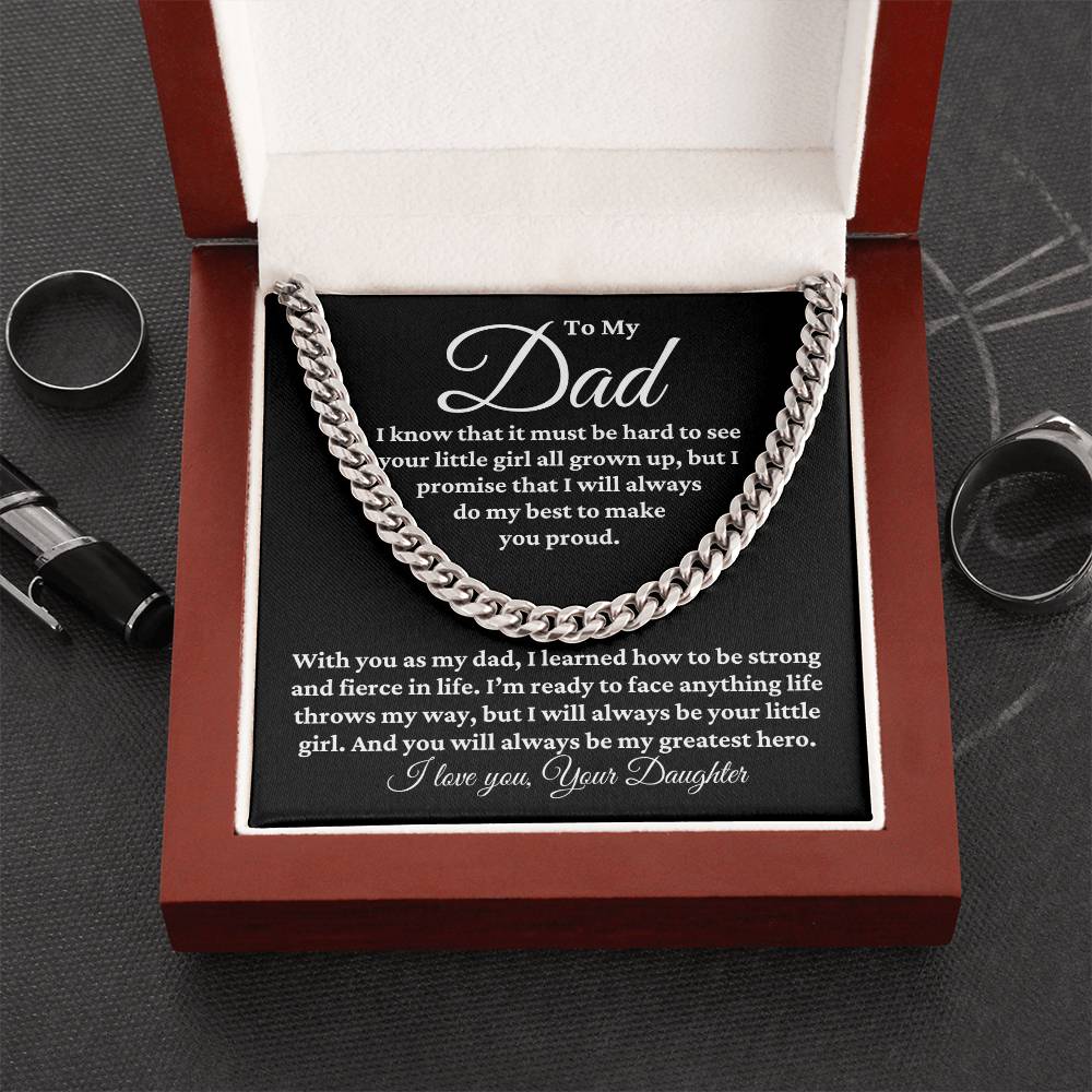 To Dad From Daughter "I know that..." Cuban Link Chain