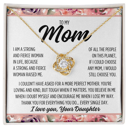 To Mom From Daughter "I Am..." Love Knot Necklace