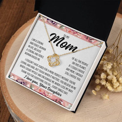 To Mom From Daughter "I Am..." Love Knot Necklace