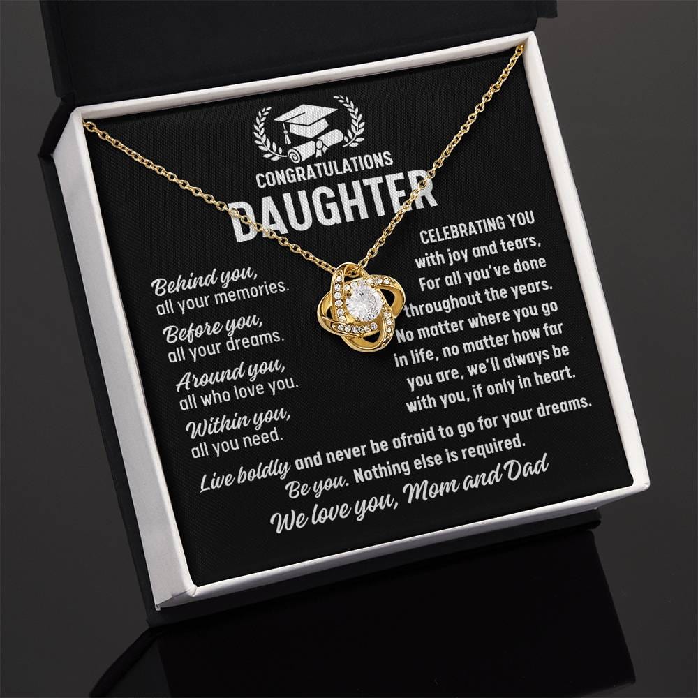 Daughter Graduation Gift from Mom and Dad, Love Knot Necklace