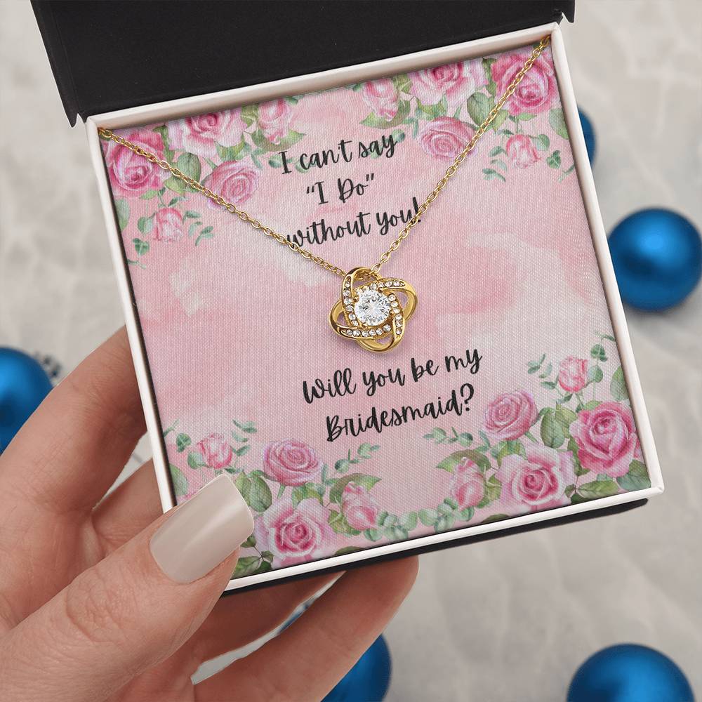 Bridesmaid Proposal Pink Watercolor Love Knot Necklace