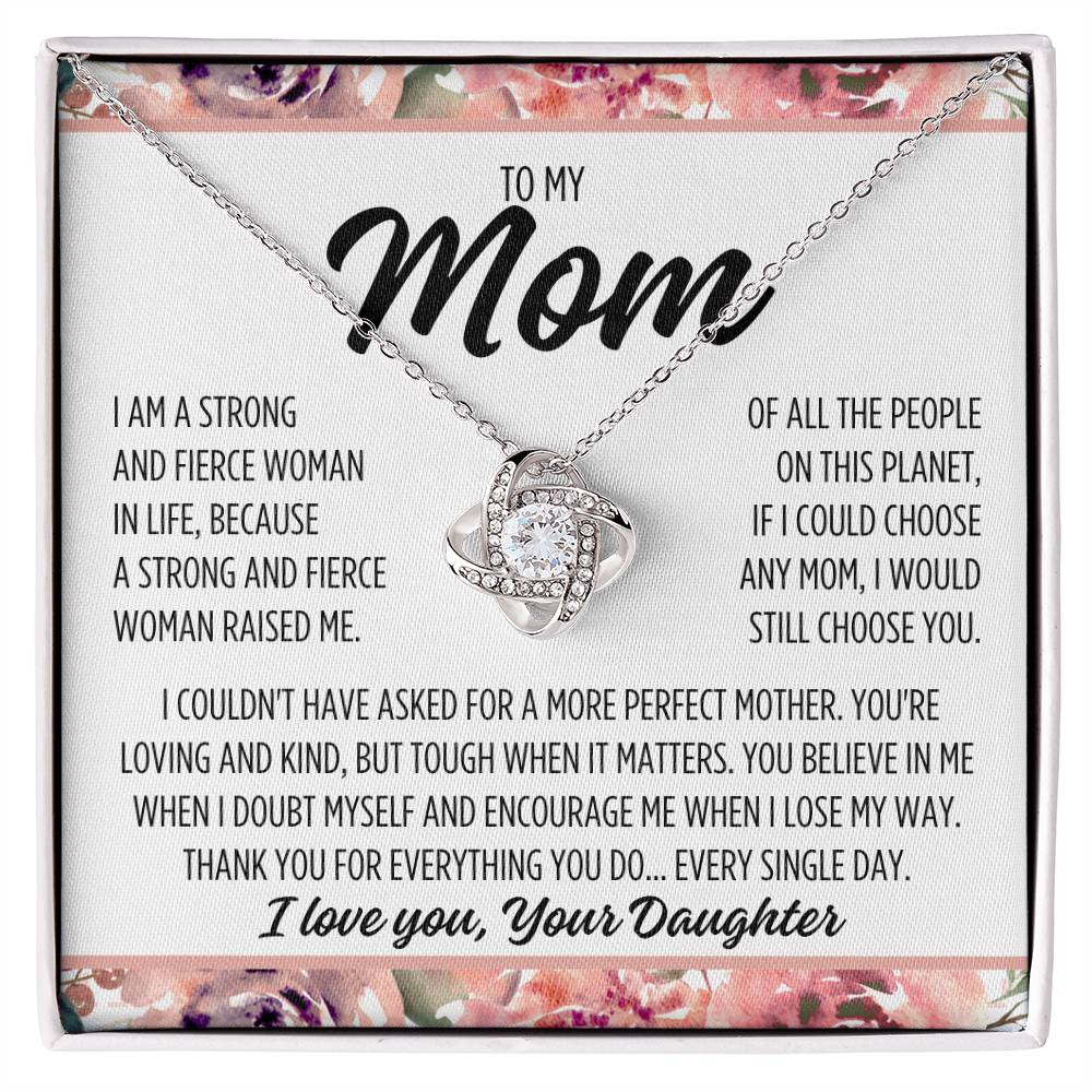 To Mom From Daughter "I Am..." Love Knot Necklace