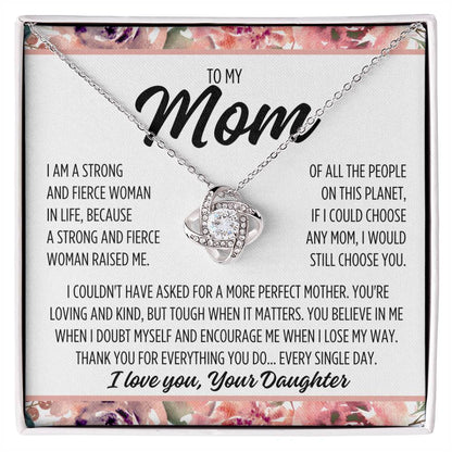 To Mom From Daughter "I Am..." Love Knot Necklace