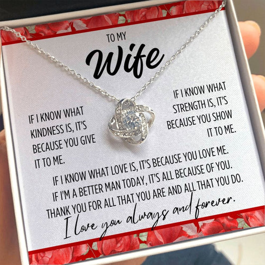 To Wife From Husband "If I know..." Love Knot Necklace