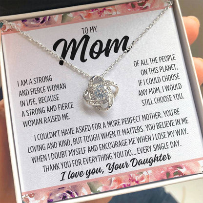 To Mom From Daughter "I Am..." Love Knot Necklace