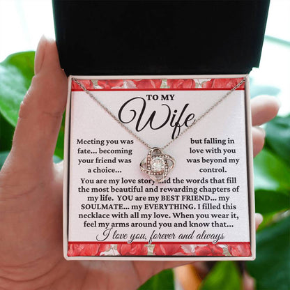 To My Wife "Meeting you was fate..." Love Knot Necklace