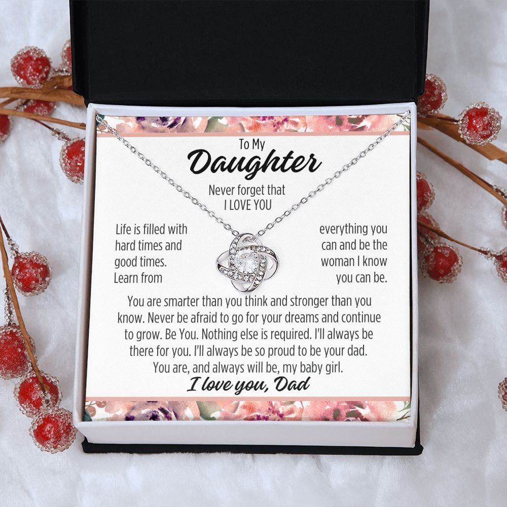 To Daughter From Dad "Life is filled with..." Love Knot Necklace
