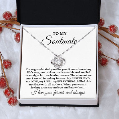 To My Soulmate "I'm so grateful..." Love Knot Necklace