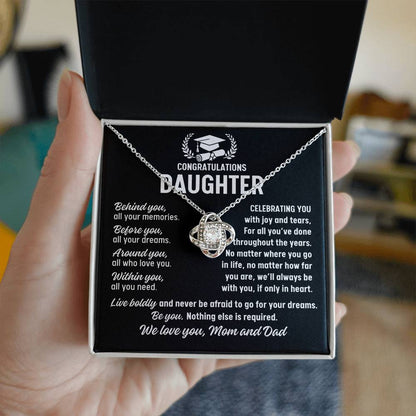 Daughter Graduation Gift from Mom and Dad, Love Knot Necklace