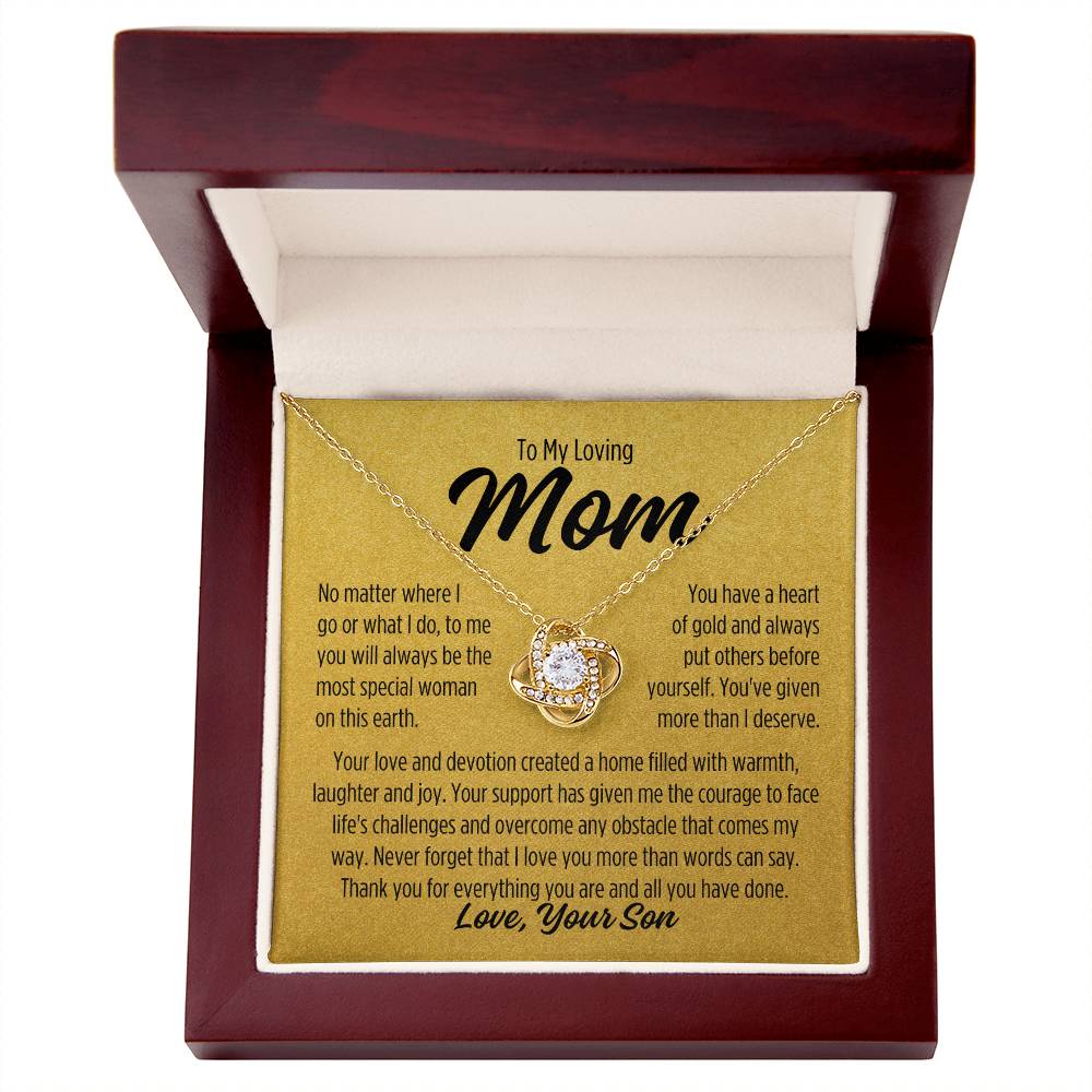 To Mom From Son "No matter..." Love Knot Necklace