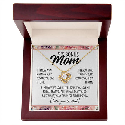 To My Bonus Mom "If I know..." Love Knot Necklace