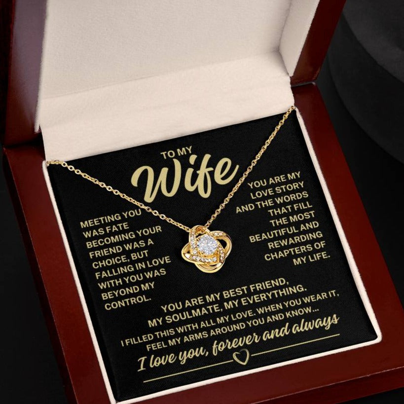 To My Wife "Meeting you was fate..." Love Knot Necklace