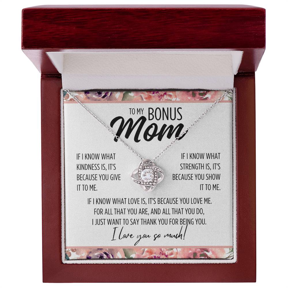 To My Bonus Mom "If I know..." Love Knot Necklace