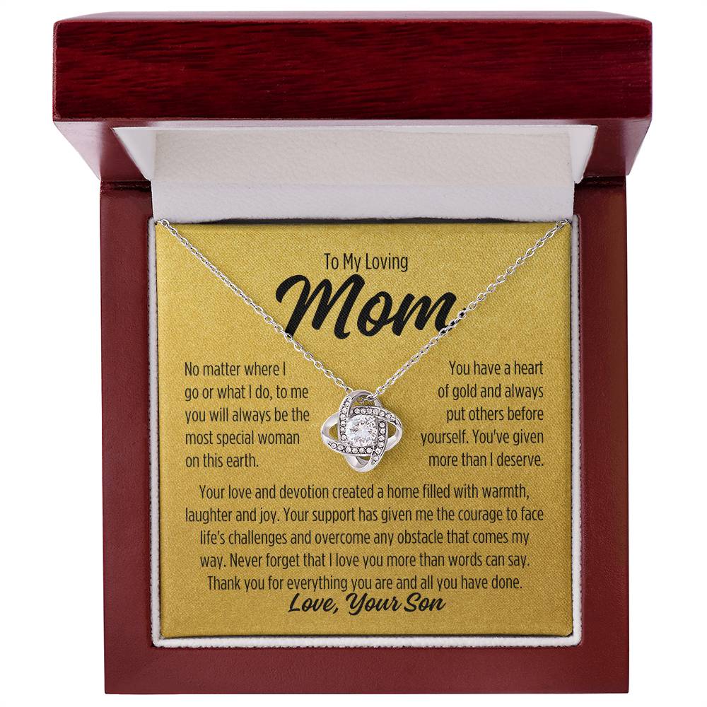 To Mom From Son "No matter..." Love Knot Necklace