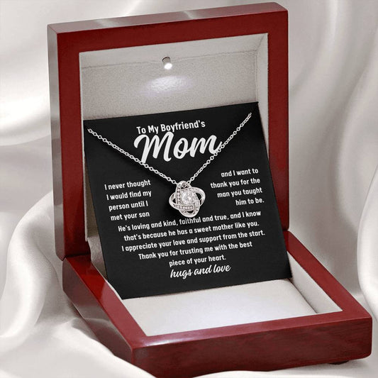 To My Boyfriend's Mom Thank You Love Knot Necklace