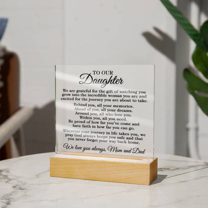 To Daughter "Grateful for the gift..." Acrylic Plaque With Lighted Base