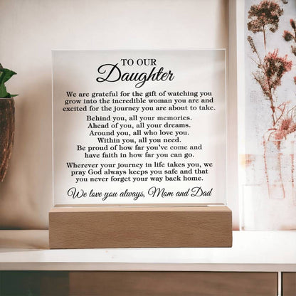 To Daughter "Grateful for the gift..." Acrylic Plaque With Lighted Base