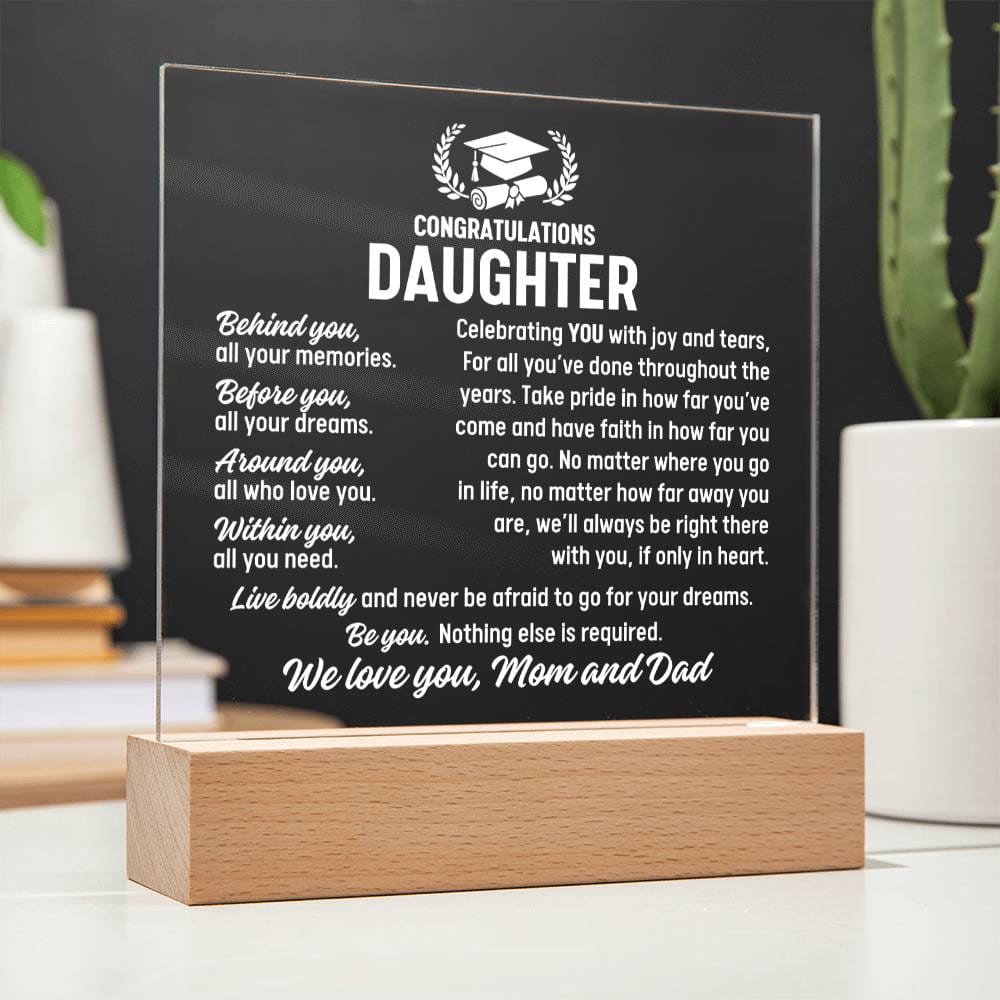 Duaghter Graduation Gift From Mom and Dad,  Acrylic Plaque