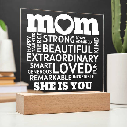 [Best Seller] MOM "She Is You" Acrylic Plaque With Lighted Base