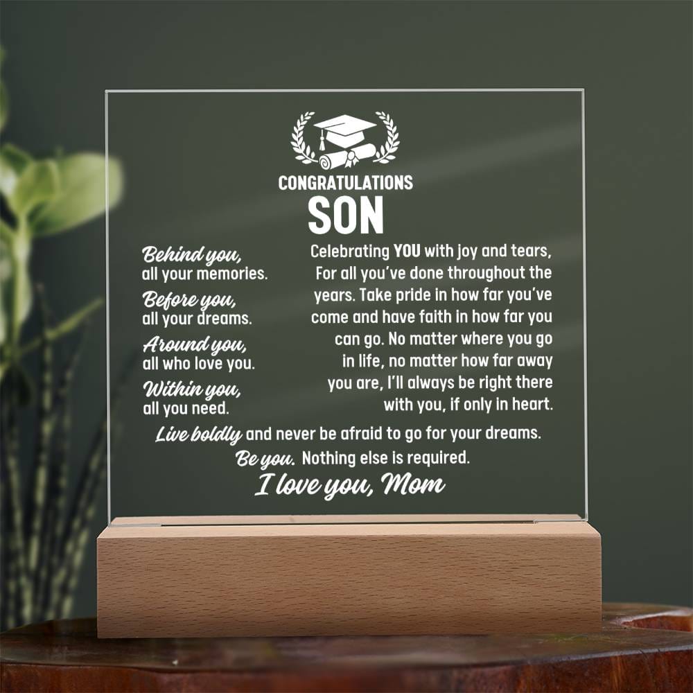 Son Graduation Gift From Mom,  Acrylic Plaque