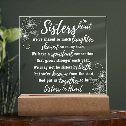 Sisters In Heart Acrylic Plague Gift